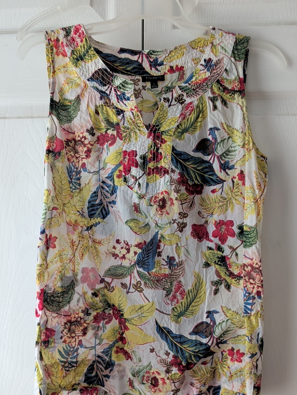 Talbots White Multi Floral Sleeveless Shell Top